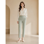 Temperament commuter high street egg cyan stiff cigarette pants 9 points pants suit bottoms 22 autumn women